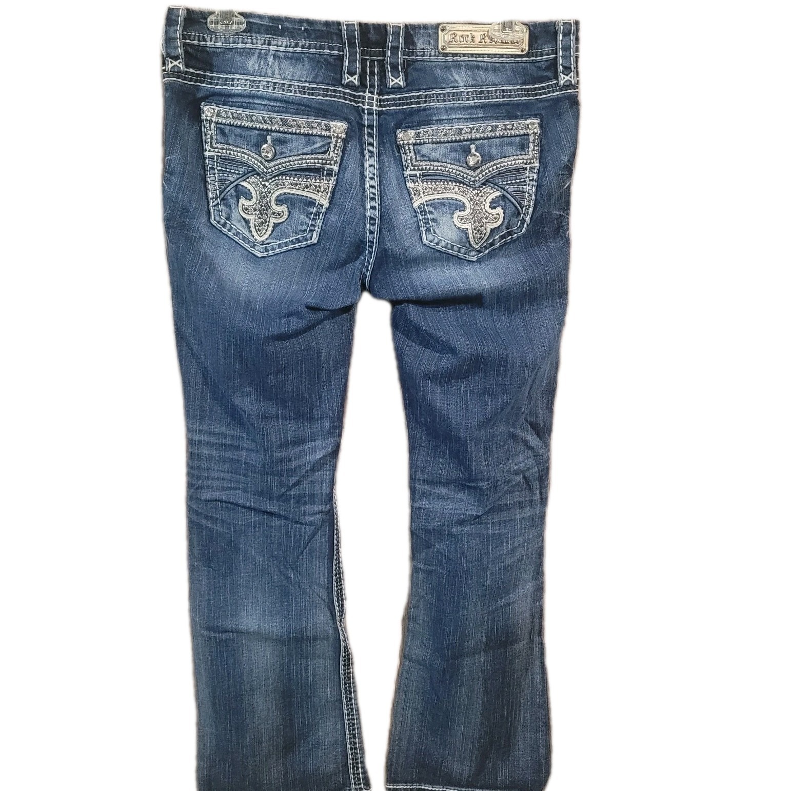 Rock Revival Glade Easy Bootcut Jeans 32 X 29.5 Embellished Rhinestone Pocket